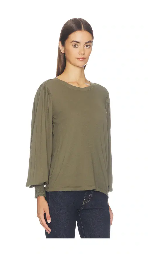Bobi Smocked Cuff Rib Neck Tee | Thumbnail 2 Bobi Smocked Cuff Rib Neck Tee | Thumbnail 2