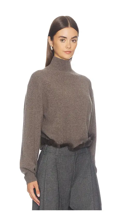 Alexander Wang Turtleneck With Wired Faux Mink Trim | Thumbnail 2 Alexander Wang Turtleneck With Wired Faux Mink Trim | Thumbnail 2