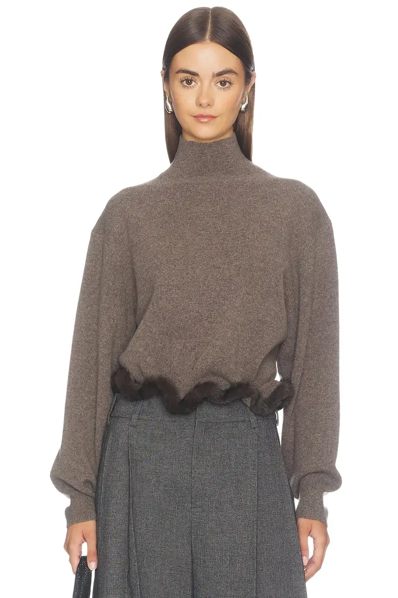 Alexander Wang Turtleneck With Wired Faux Mink Trim