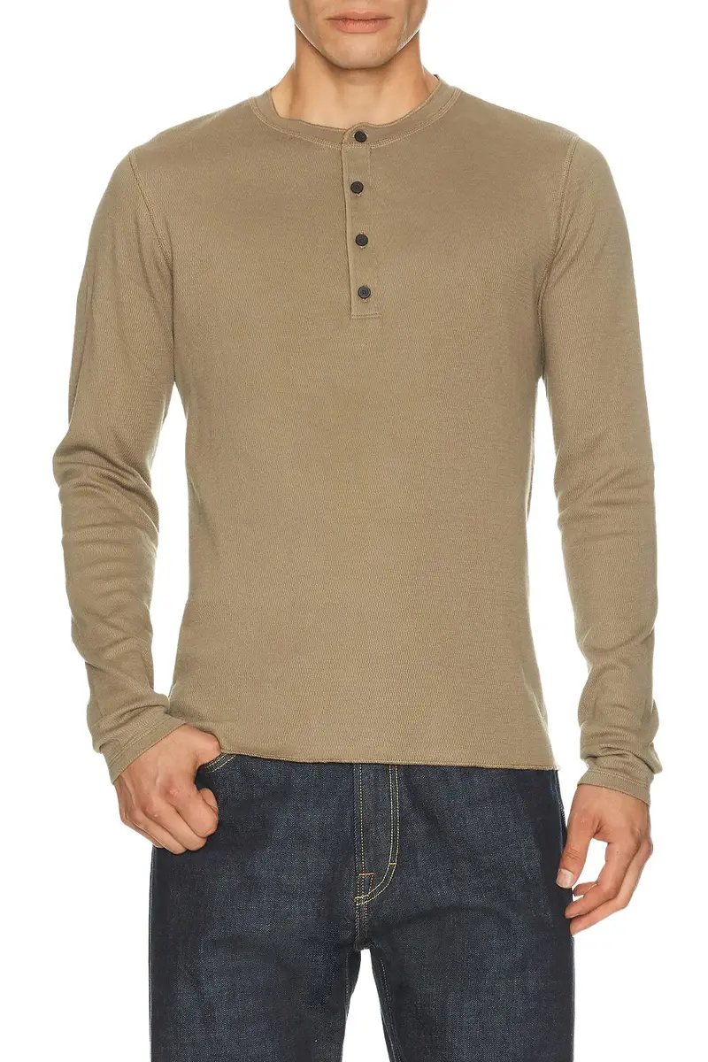 Classic Textured Knit Henley