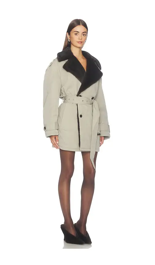 Alexander Wang Oversized Trench Coat With Faux Fur Lining | Thumbnail 2 Alexander Wang Oversized Trench Coat With Faux Fur Lining | Thumbnail 2