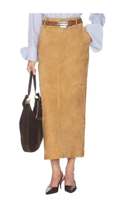 Suede Column Skirt