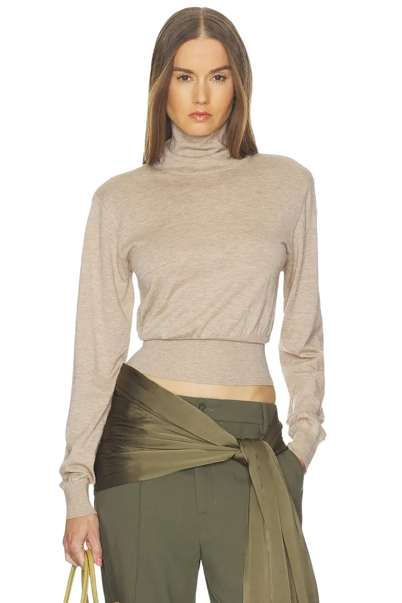 Helsa Thelka Shoulder Pad Knit Mockneck