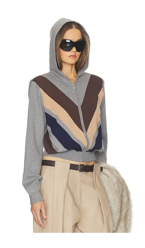 Helsa Keeghan Color Block Knit Zip Hoodie | Thumbnail 2 Helsa Keeghan Color Block Knit Zip Hoodie | Thumbnail 2