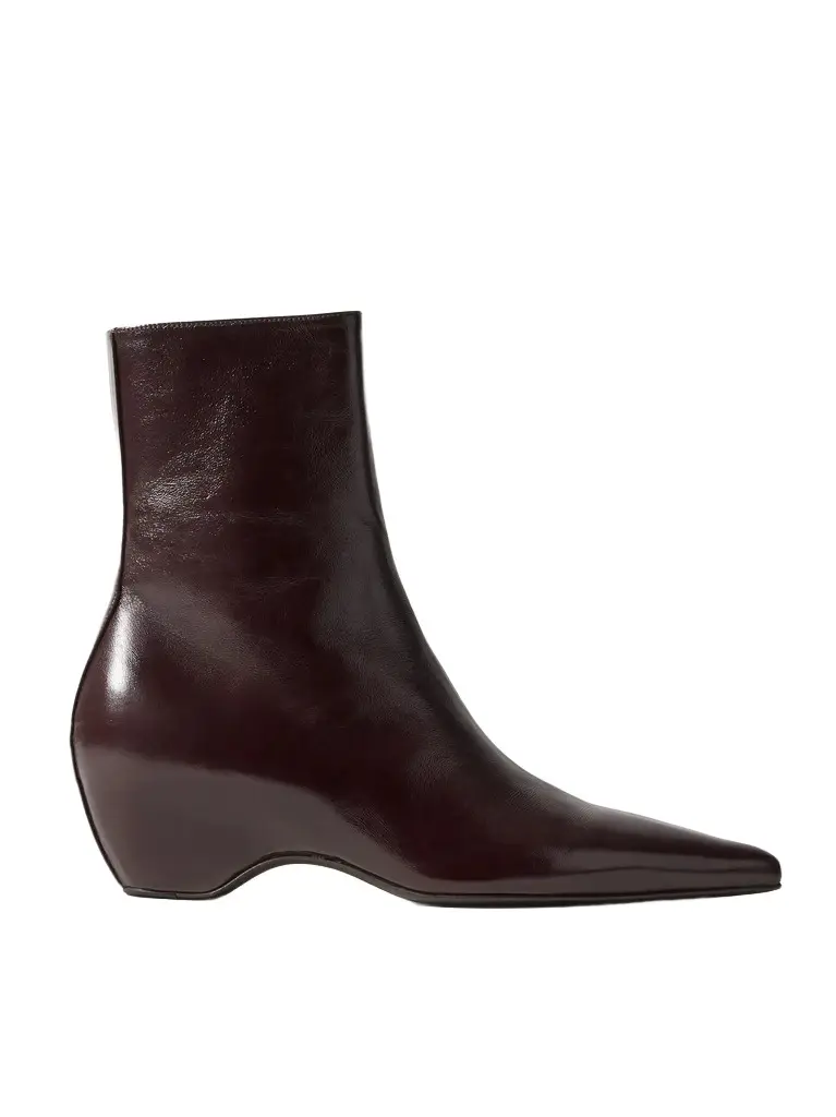 Khaite Sybil glossed-leather ankle boots