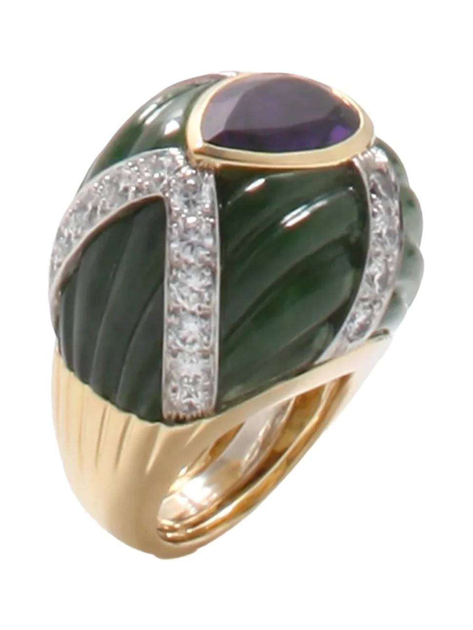 DAVID WEBB Amethyst Diamond Jade Ring