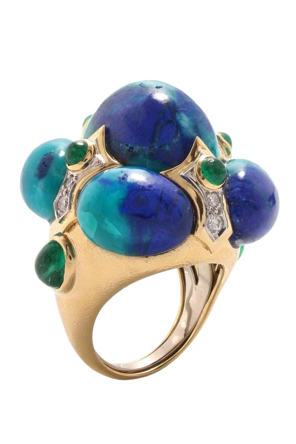 DAVID WEBB Azurmalachite Emerald Diamond Crown Ring