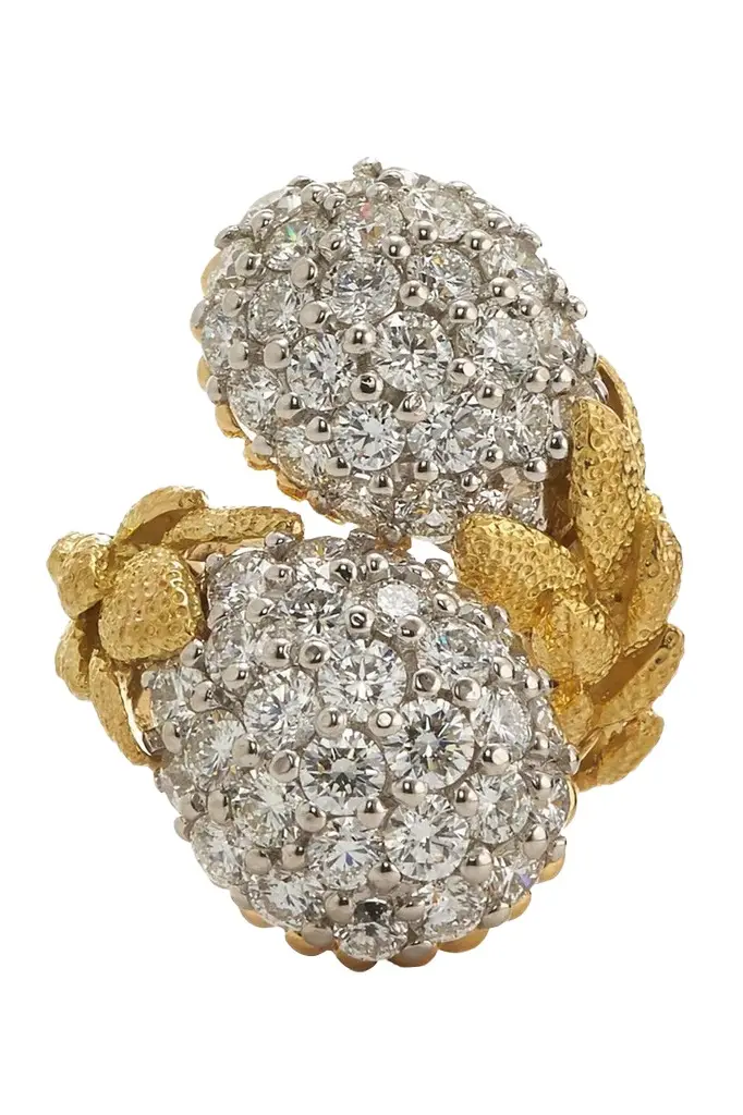 DAVID WEBB Diamond Crossover Ring