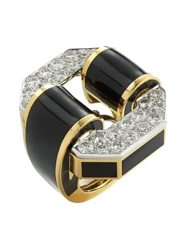 Diamond Octagonal Buckle Ring