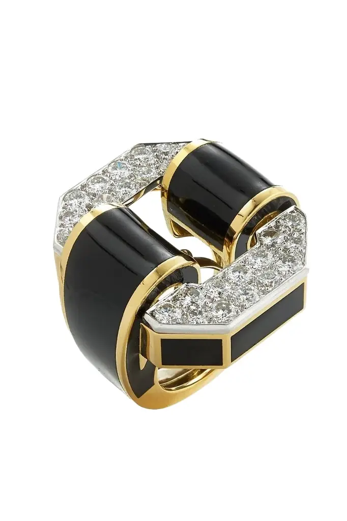DAVID WEBB Diamond Octagonal Buckle Ring