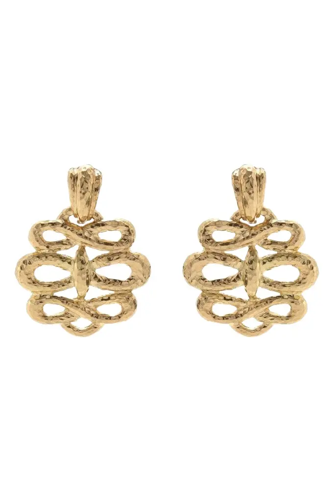 DAVID WEBB Triple Infinity Hammered Earrings