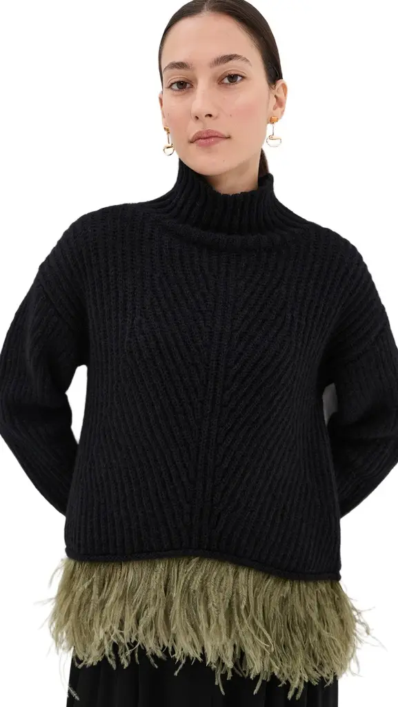 La DoubleJ High Kick Sweater with Feathers