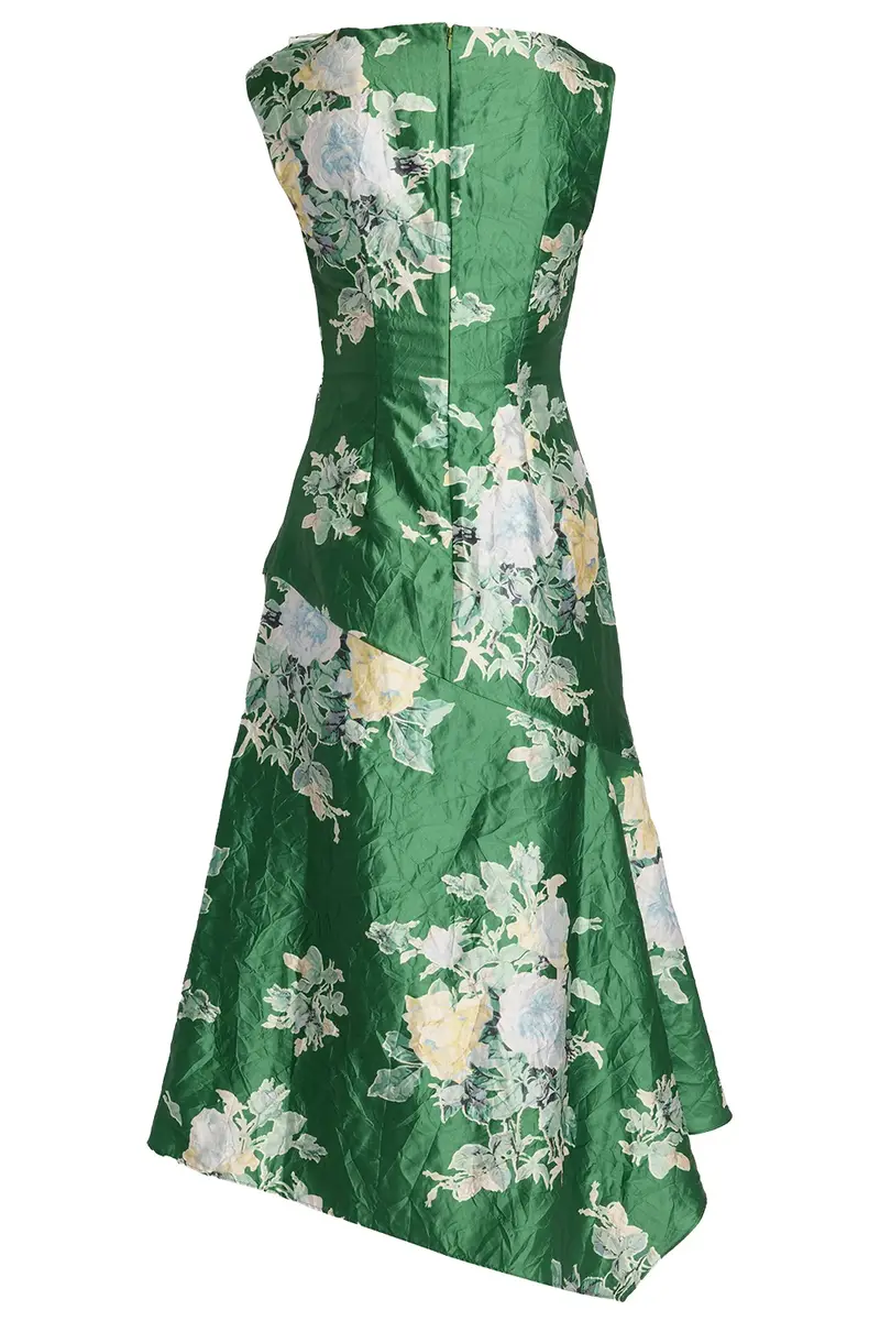 Erdem Floral Textured Satin Asymmetric Gown | Thumbnail 2