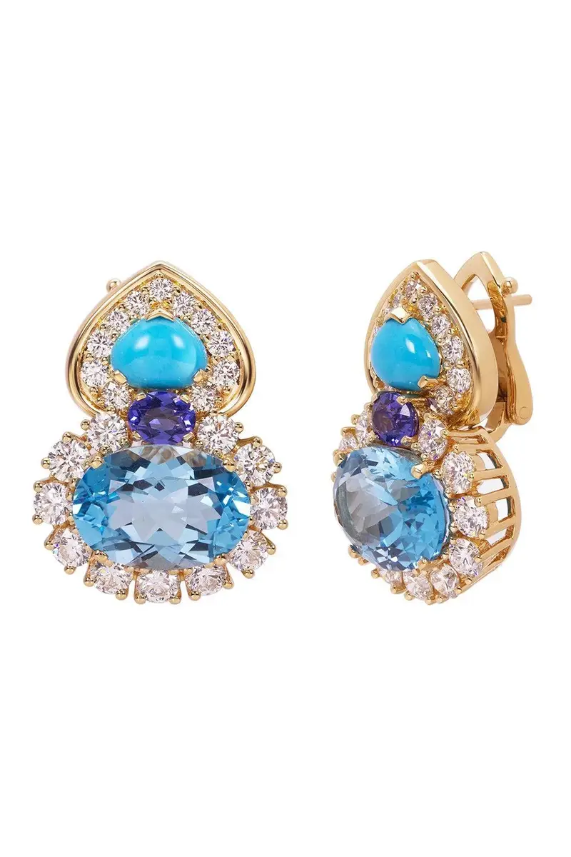 Marina B Blue Topaz Diamond Turquoise Gina Earrings | Thumbnail 2 Marina B Blue Topaz Diamond Turquoise Gina Earrings | Thumbnail 2