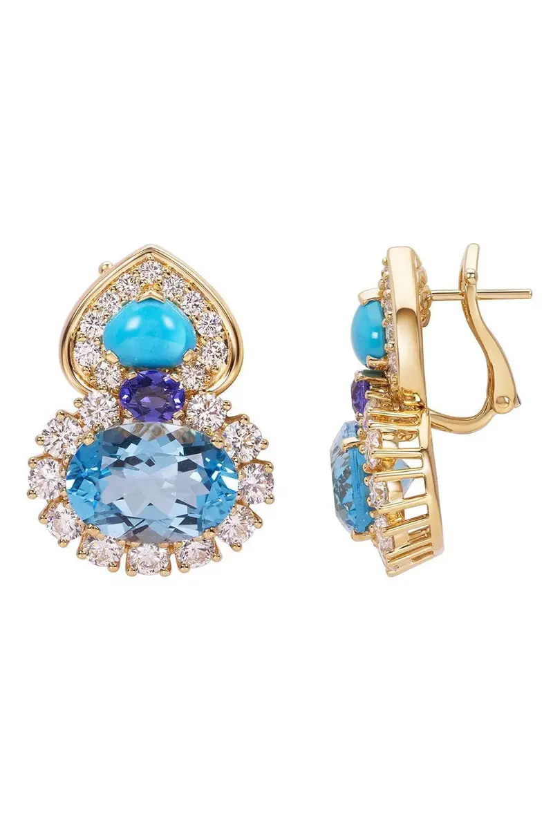 Marina B Blue Topaz Diamond Turquoise Gina Earrings | Thumbnail 3 Marina B Blue Topaz Diamond Turquoise Gina Earrings | Thumbnail 3