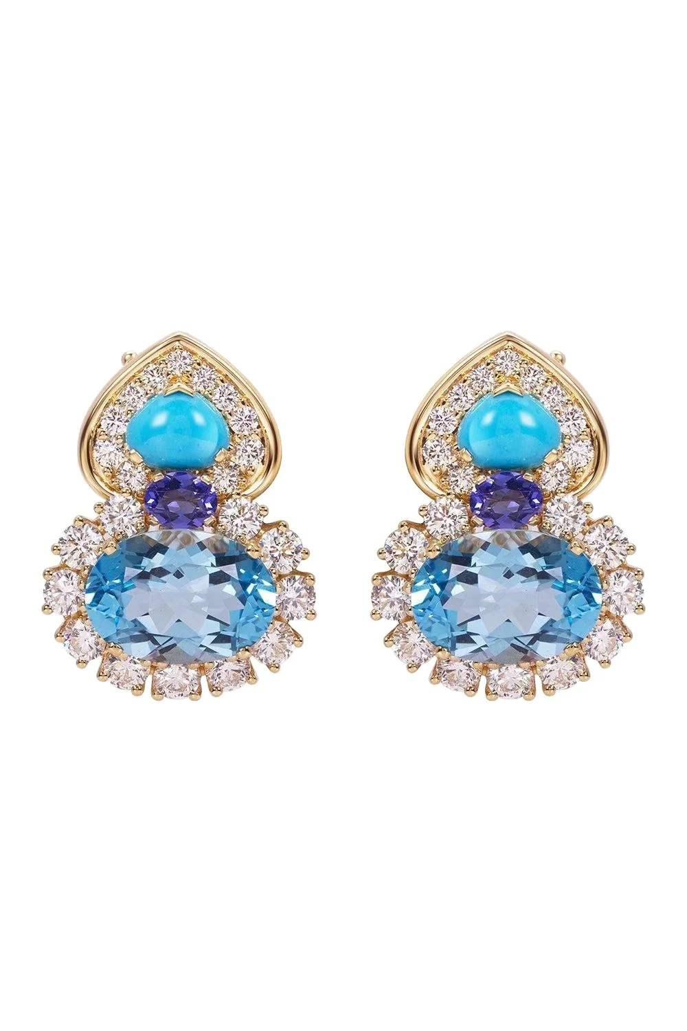 Blue Topaz Diamond Turquoise Gina Earrings