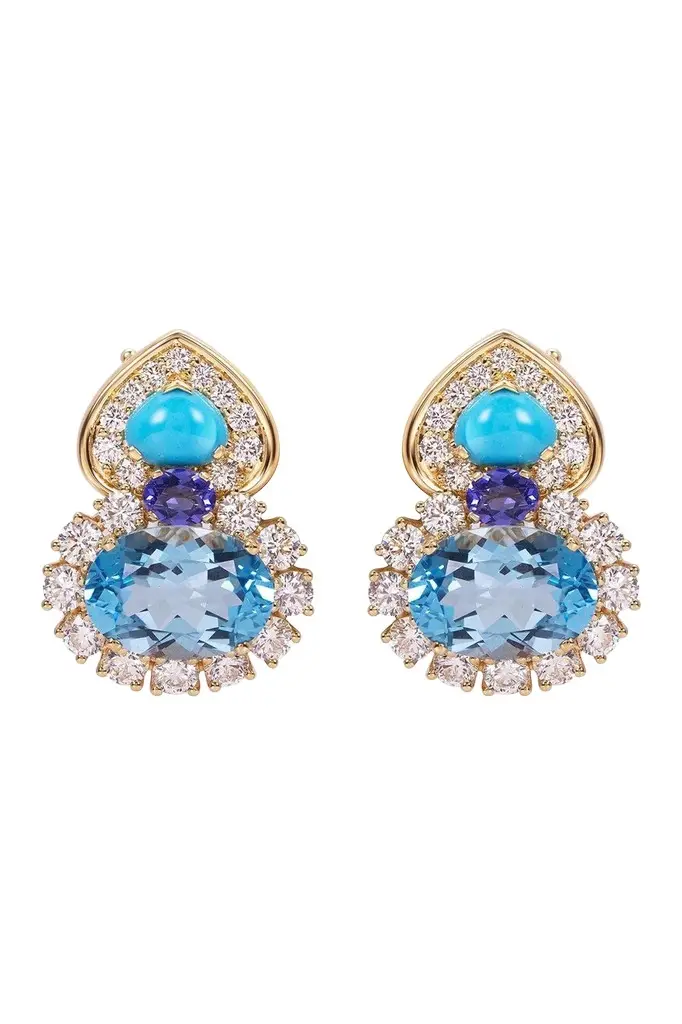 Marina B Blue Topaz Diamond Turquoise Gina Earrings