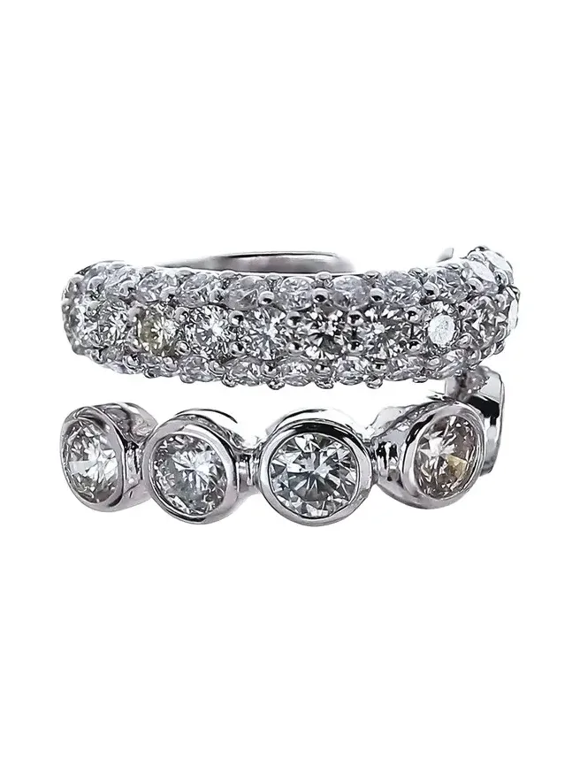 Diamond Bezel Pave Two Row Ear Cuff Diamond Bezel Pave Two Row Ear Cuff