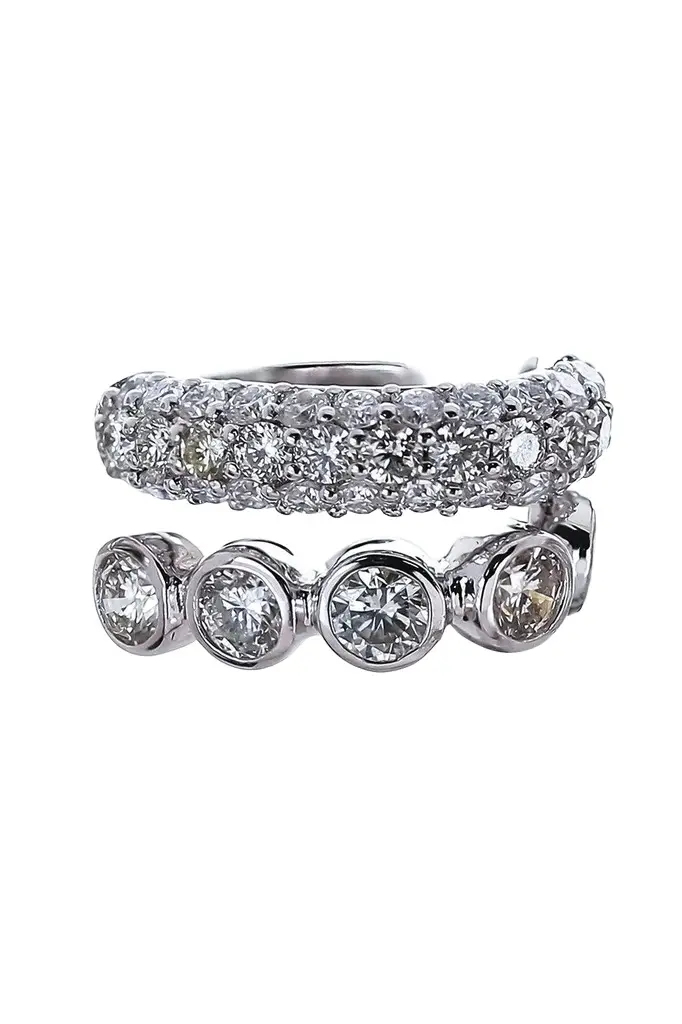 SOFIA LAROUSSI Diamond Bezel Pave Two Row Ear Cuff