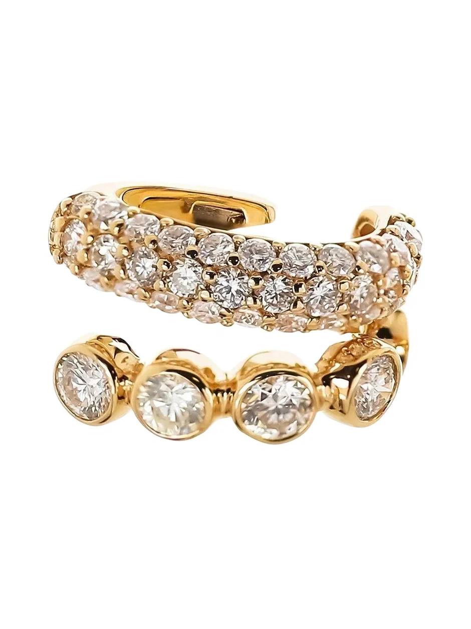 Diamond Bezel Row Pave Two Row Ear Cuff Diamond Bezel Row Pave Two Row Ear Cuff
