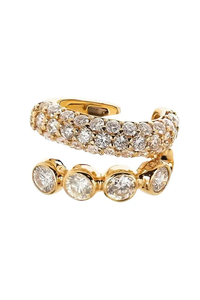 SOFIA LAROUSSI Diamond Bezel Row Pave Two Row Ear Cuff