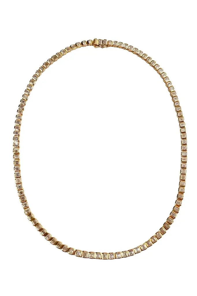 Diamond Emerald Cut Tennis Necklace Diamond Emerald Cut Tennis Necklace