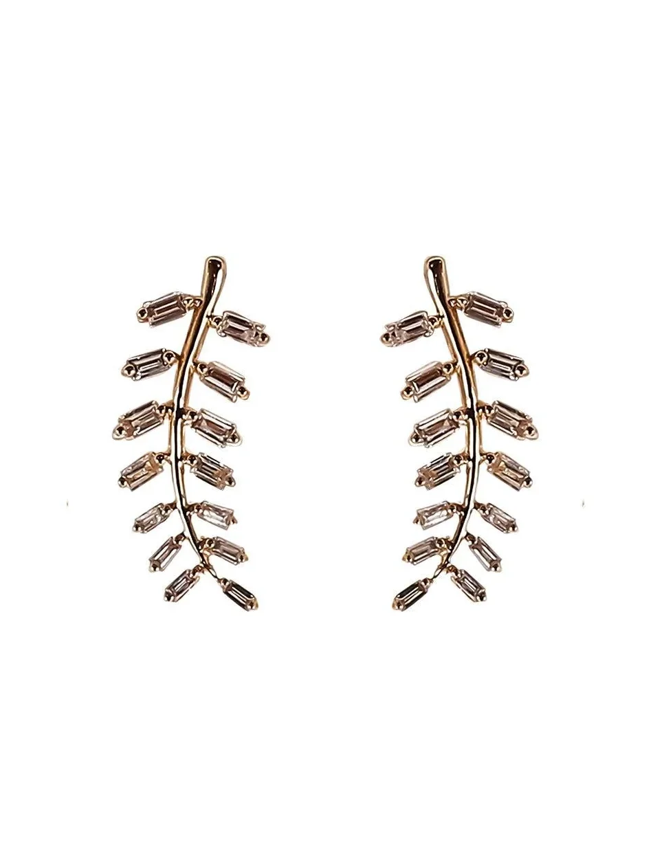Diamond Leaf Stud Earrings