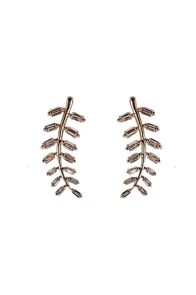 Diamond Leaf Stud Earrings