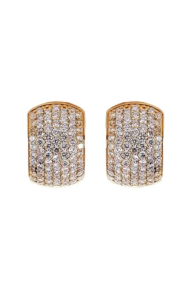 Diamond Pave Wide Huggie Hoop Earrings