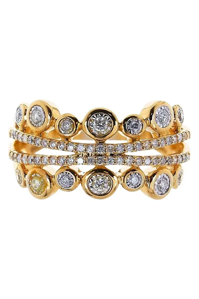 SOFIA LAROUSSI Diamond Round Bezel Row Ring