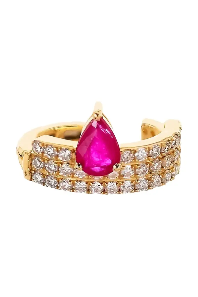 Diamond Ruby Triple Row Ear Cuff Diamond Ruby Triple Row Ear Cuff