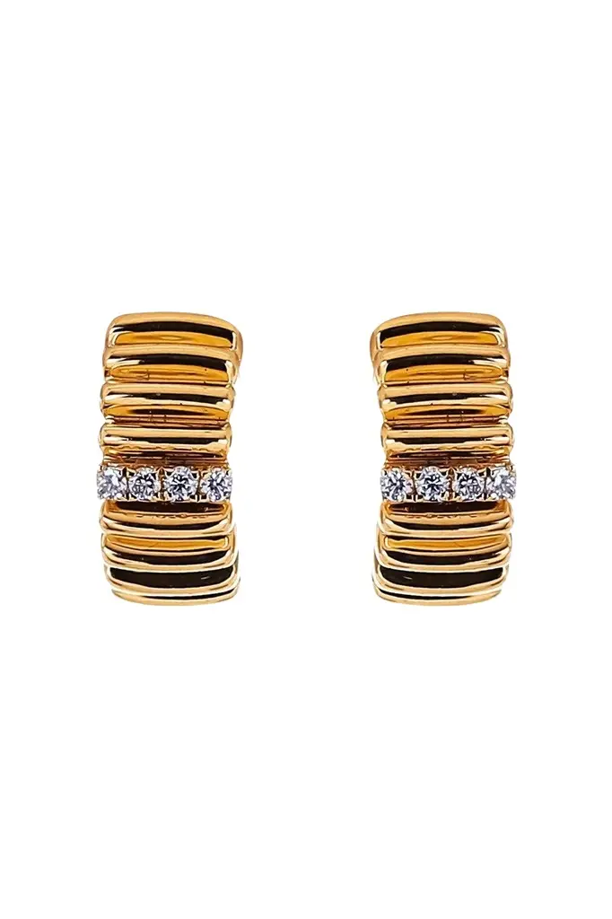 Diamond Single Section Huggie Hoop Earrings Diamond Single Section Huggie Hoop Earrings