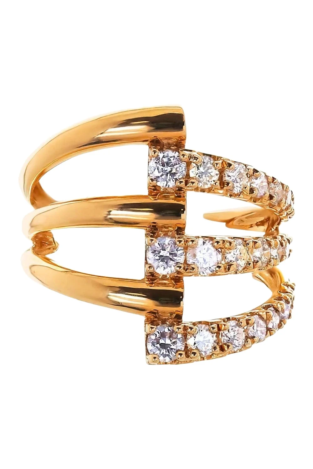 Diamond Six Row Half And Half Ring Diamond Six Row Half And Half Ring