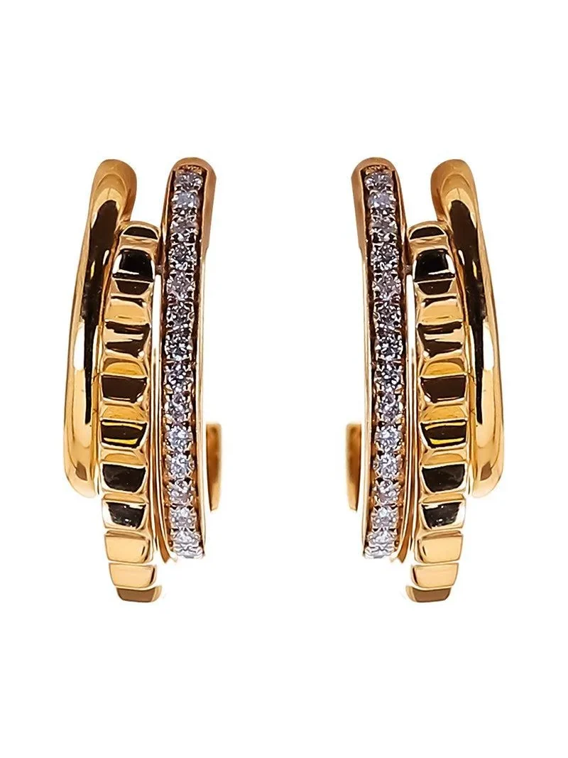 SOFIA LAROUSSI Diamond Three Hoop Studded Earrings