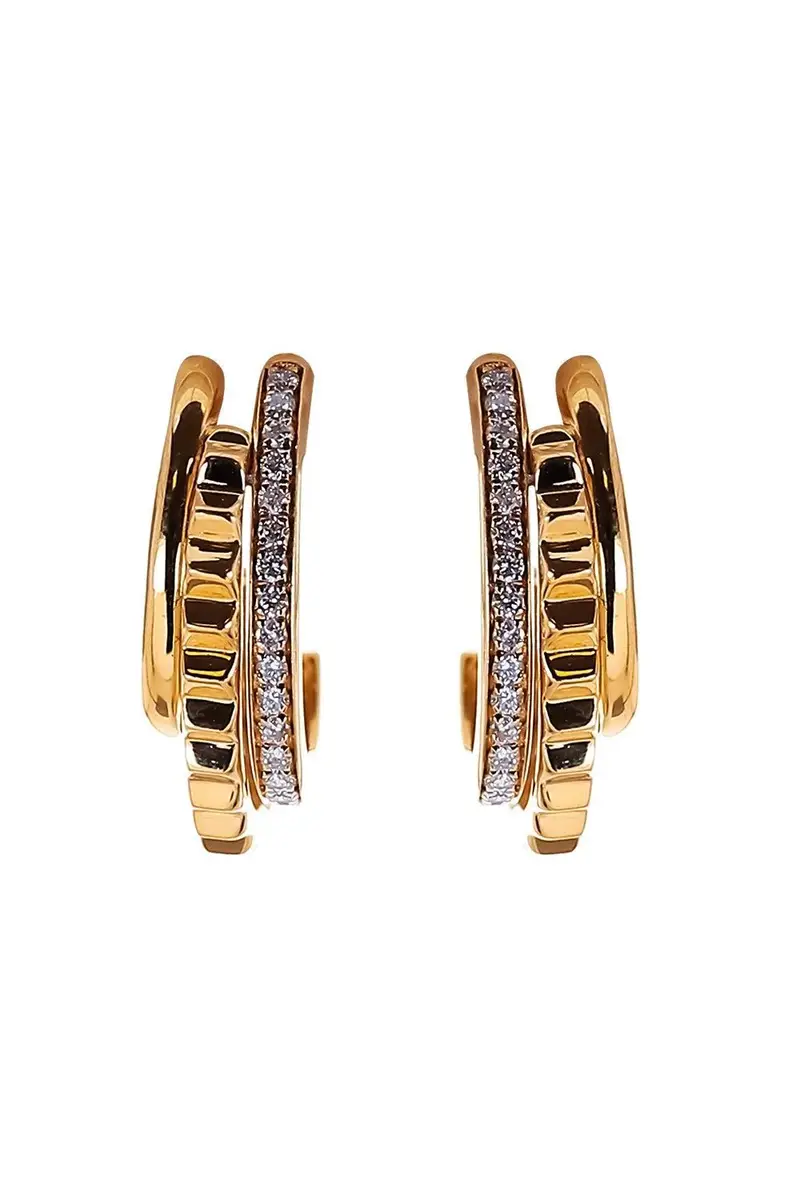 Diamond Three Hoop Studded Earrings Diamond Three Hoop Studded Earrings