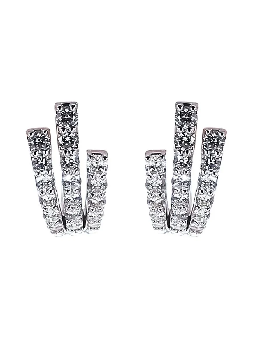 SOFIA LAROUSSI Diamond Three Line Stud Earrings