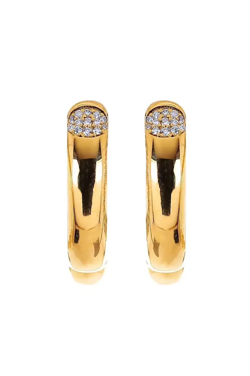 Diamond Top Section Hoop Earrings Diamond Top Section Hoop Earrings