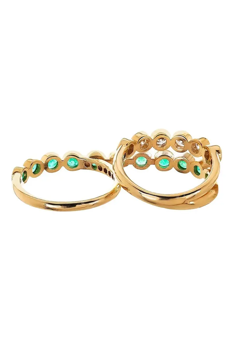 SOFIA LAROUSSI Emerald Diamond Two Finger Ring | Thumbnail 2