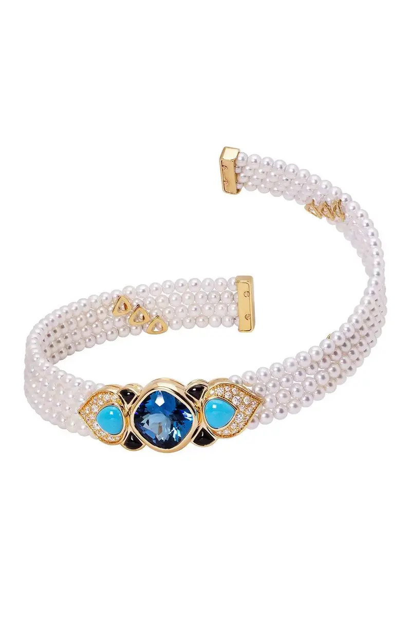 Marina B Pearl Blue Topaz Turquoise Pauline Necklace | Thumbnail 2 Marina B Pearl Blue Topaz Turquoise Pauline Necklace | Thumbnail 2