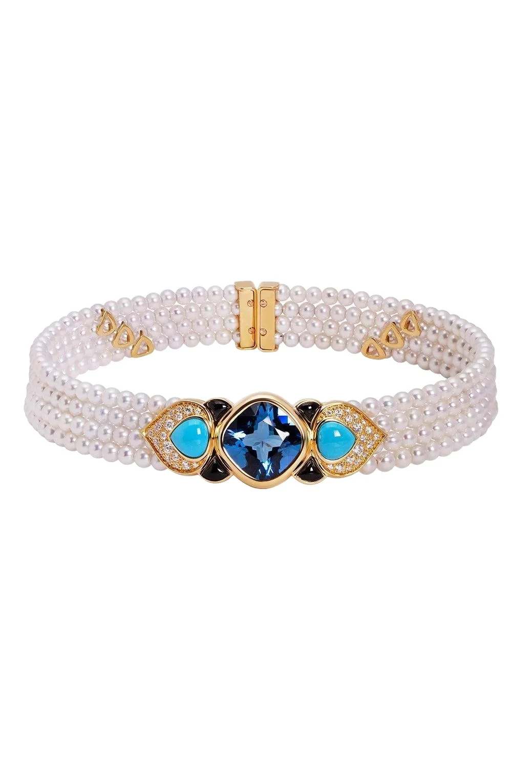 Pearl Blue Topaz Turquoise Pauline Necklace