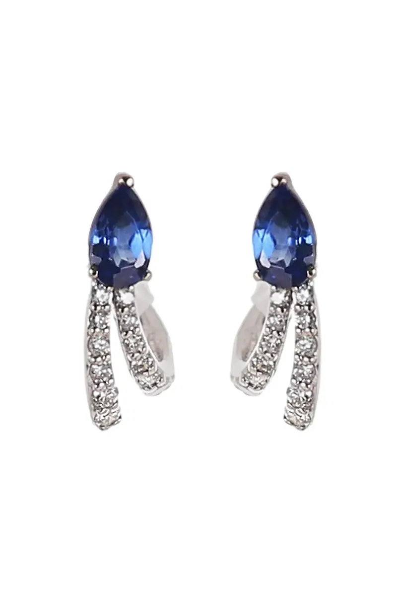 SOFIA LAROUSSI Sapphire Diamond Huggie Hoop Earrings