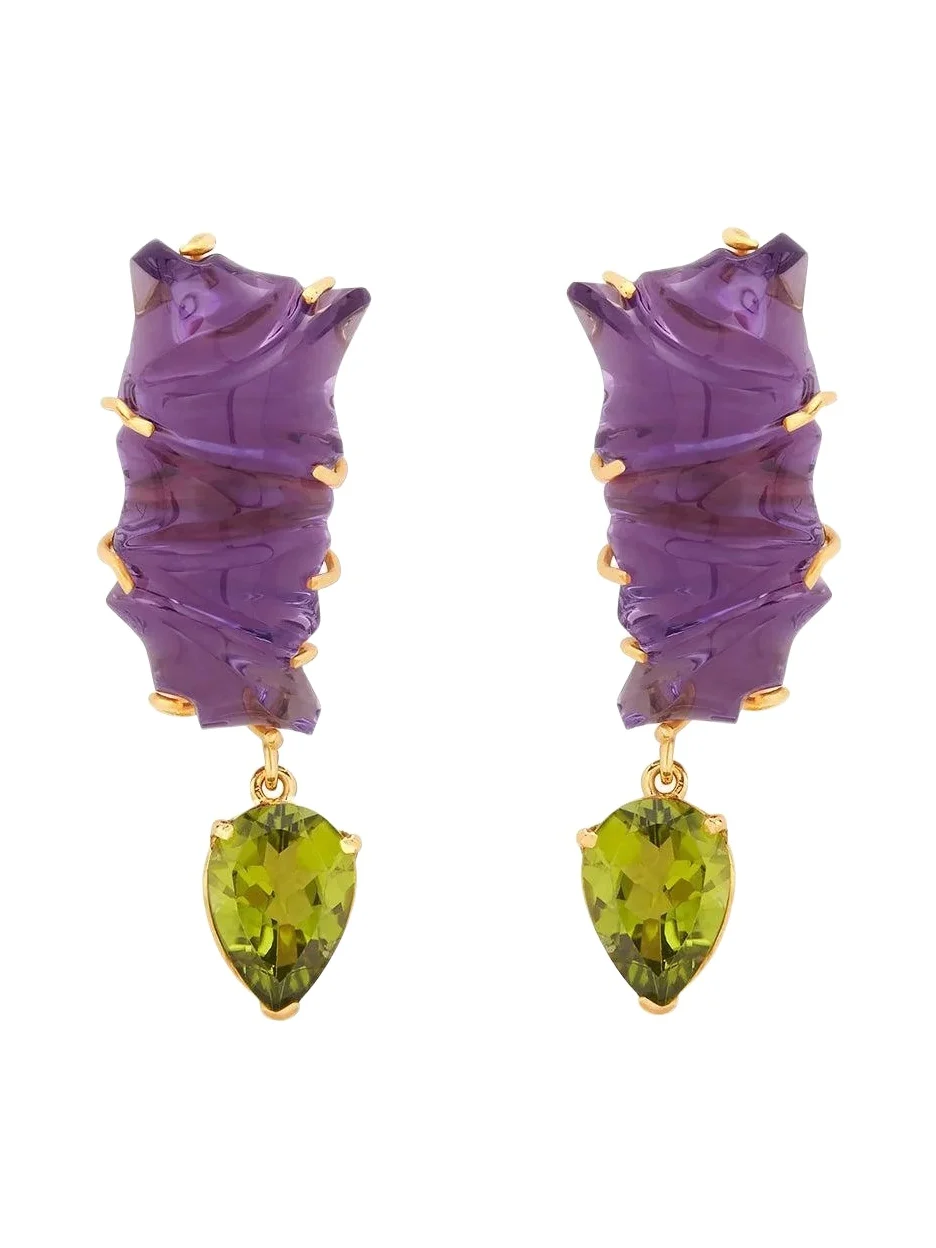 Amethyst Peridot Sculpture Earrings Amethyst Peridot Sculpture Earrings