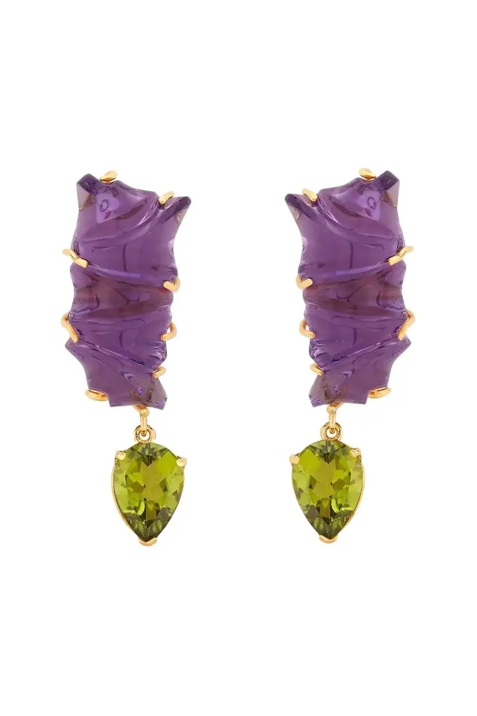 Amethyst Peridot Sculpture Earrings Amethyst Peridot Sculpture Earrings