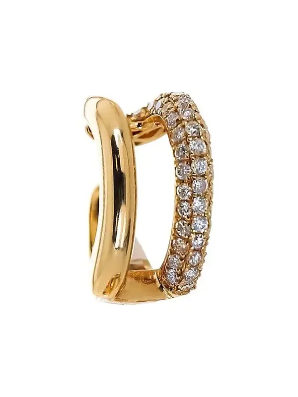Diamond Pave Plain Two Row Ear Cuff