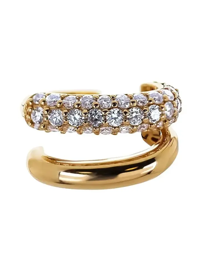 Diamond Pave Plain Two Row Ear Cuff