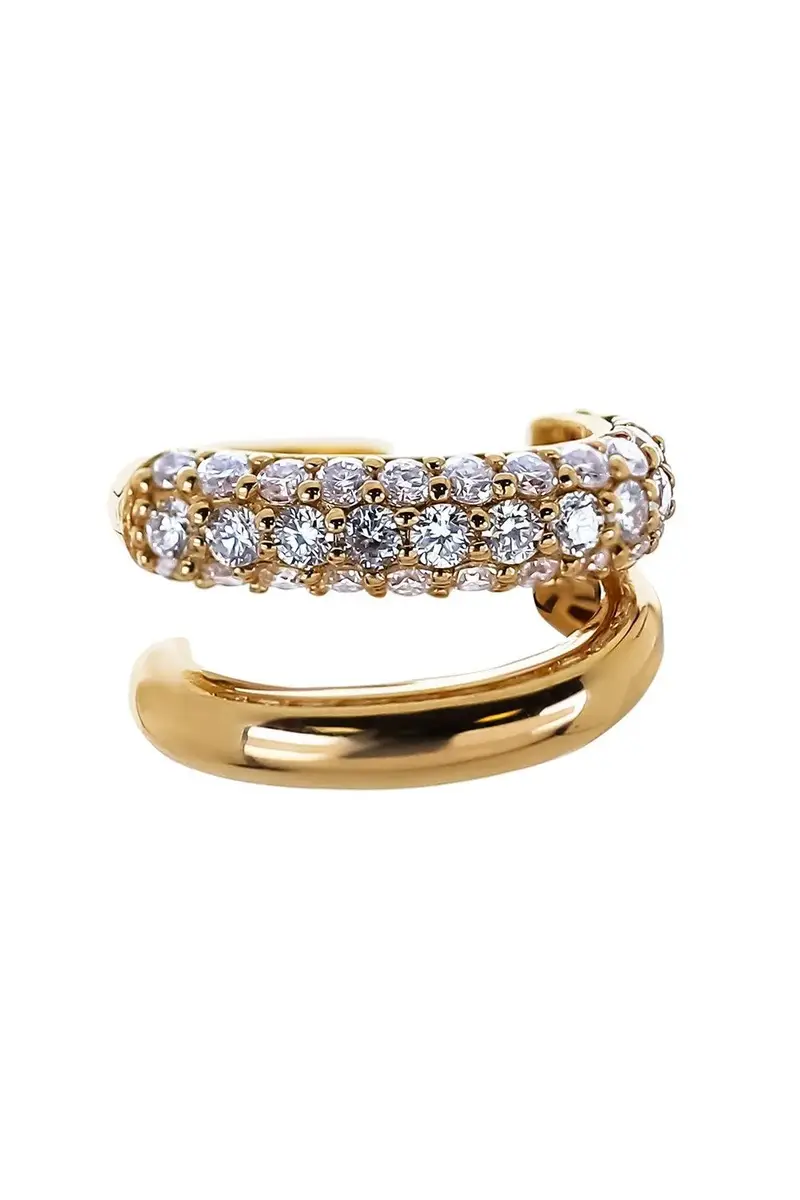 SOFIA LAROUSSI Diamond Pave Plain Two Row Ear Cuff