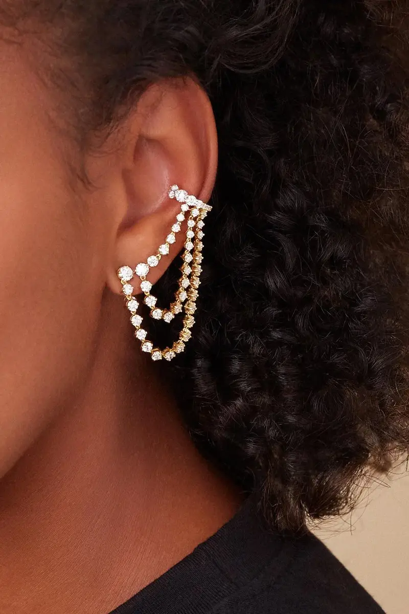 Melissa Kaye Diamond Sadie Triple Drape Earring | Thumbnail 2 Melissa Kaye Diamond Sadie Triple Drape Earring | Thumbnail 2