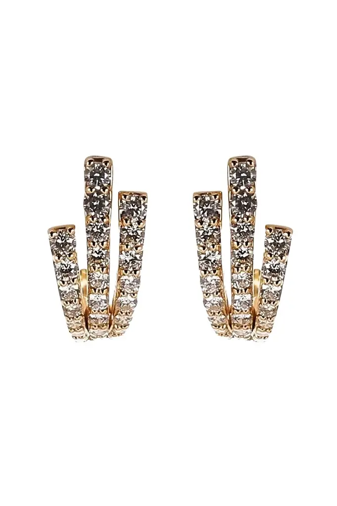 Diamond Three Line Stud Earrings Diamond Three Line Stud Earrings