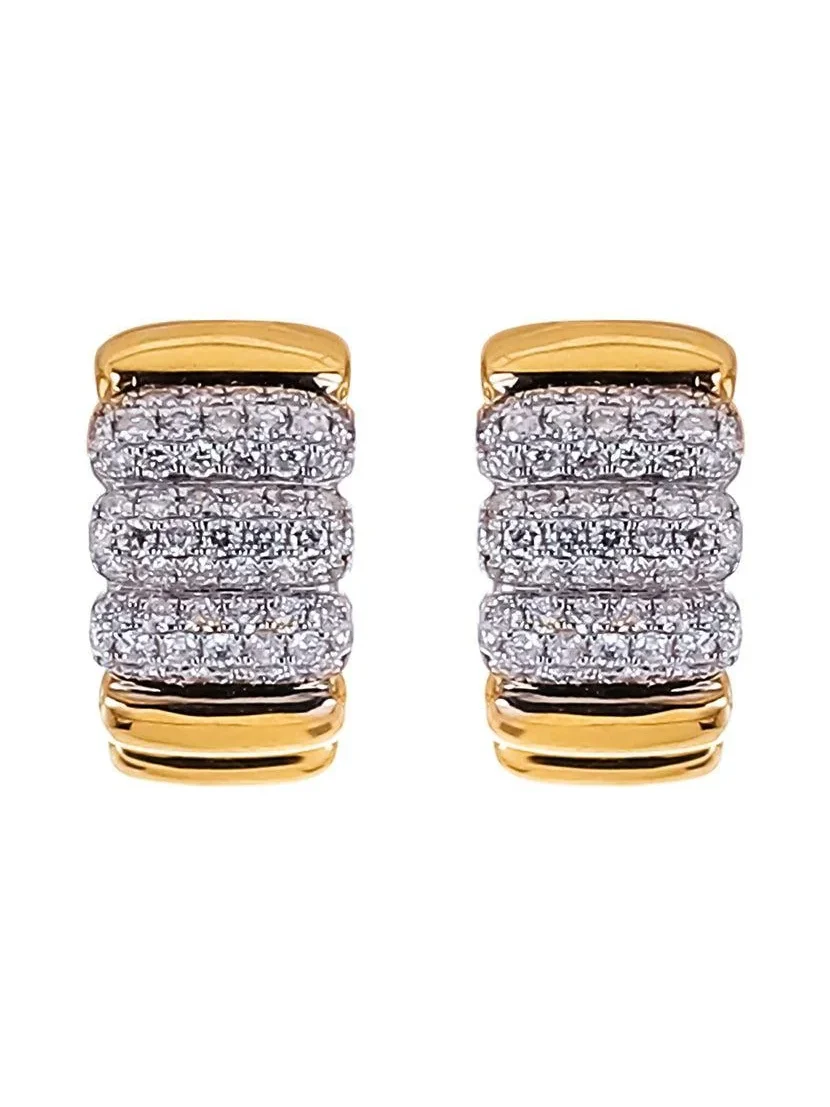 SOFIA LAROUSSI Diamond Three Section Huggie Hoop Earrings