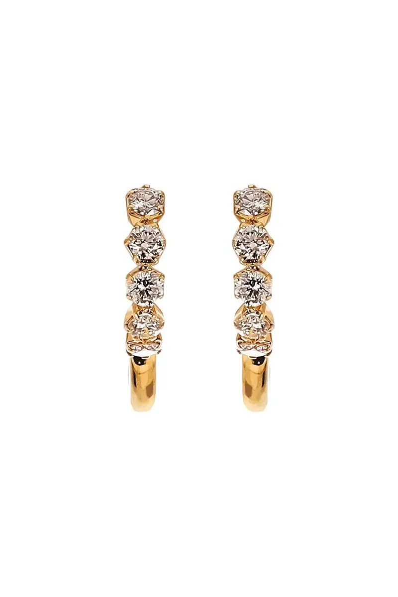 Five Diamond Huggie Hoop Earrings Five Diamond Huggie Hoop Earrings
